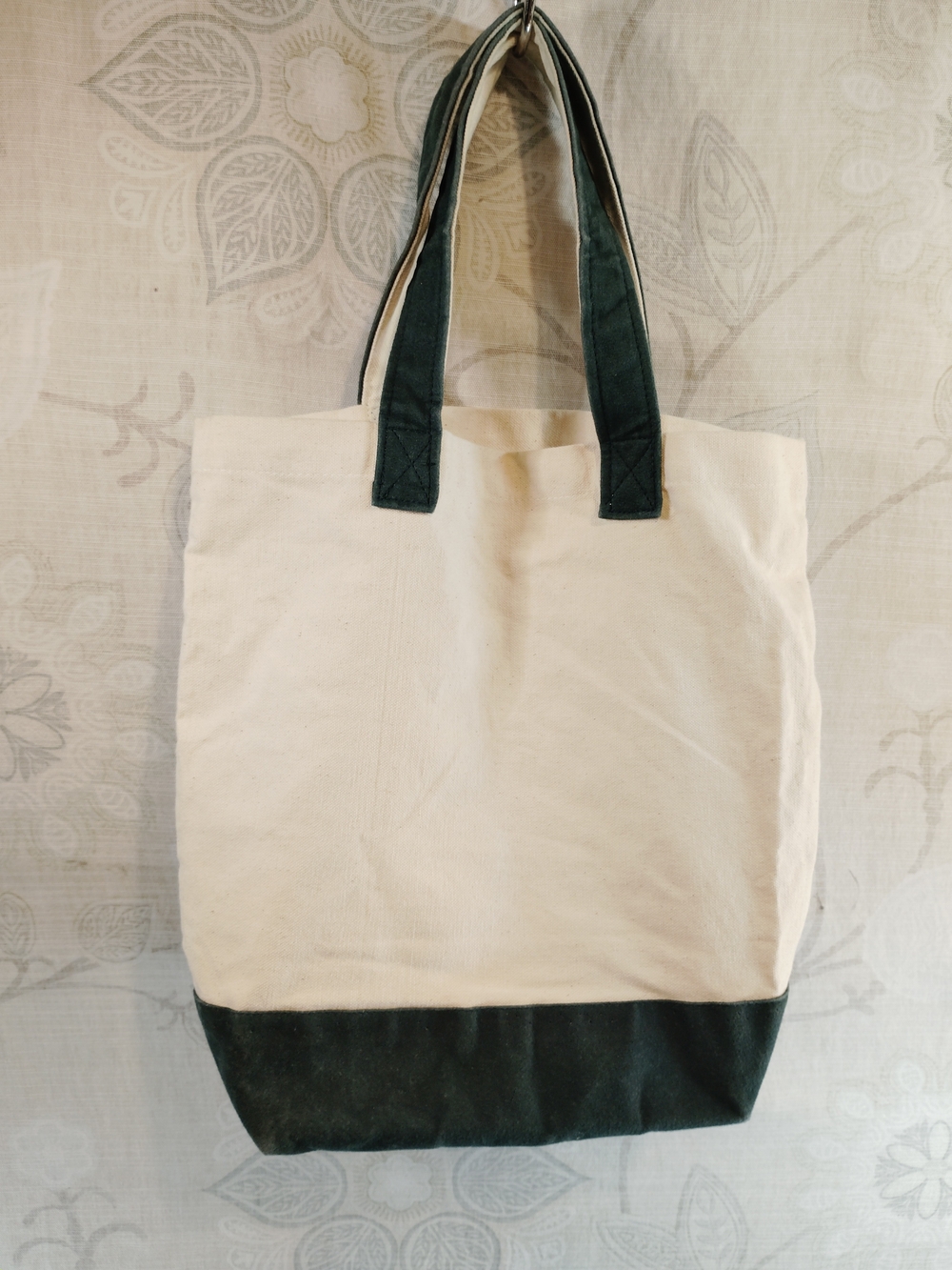 Architectural Digest Two-Tone Shoulder Tote Bag - Cream and Dark Green